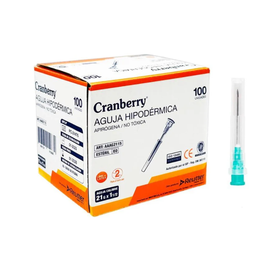 Aguja hipodermica 21g unidad